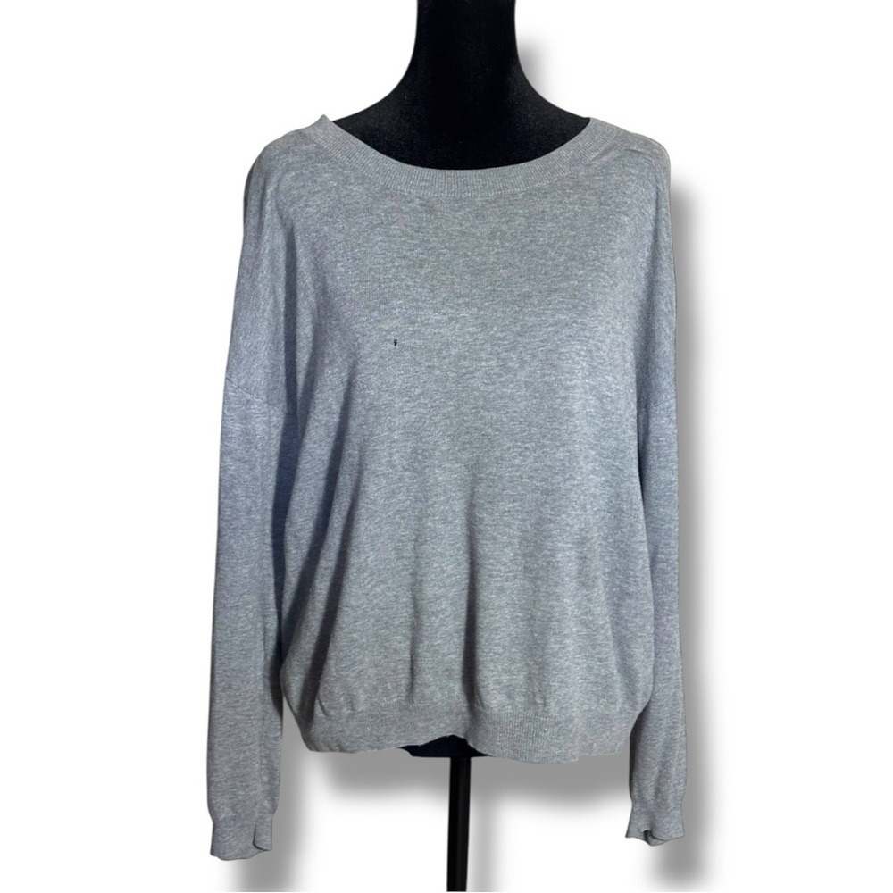ASOS Light Gray Women's Crew Neck With Black Heart Elbow Patches Long Sl Sweater